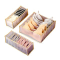 Beige 3-Piece Mesh Drawer Organizer Set with Divided Compartments for Bras, Underwear and Socks, 12.6 in Length